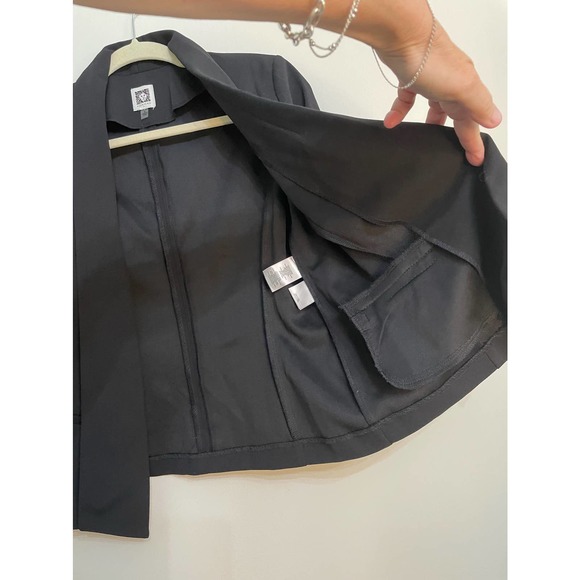 Anne Klein Black Suit Jacket size S Open Front Blazer Shawl Collar - Picture 6 of 10